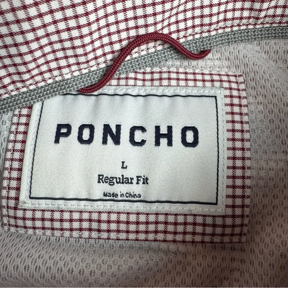 PONCHO Mens Maroon Micro-Check Pearl Snap Short Sleeve Shirt Maroon Microcheck - Picture 2 of 11